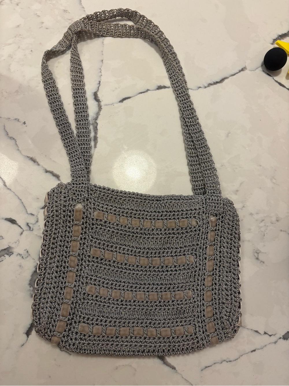 Made in Italy crochet and velvet mini purse